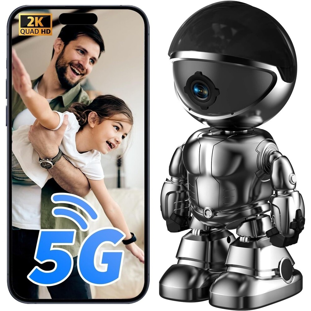 5G/2.4Ghz WiFi Robot Camera 3MP Pet/Baby Camera with Phone App Motion Detection